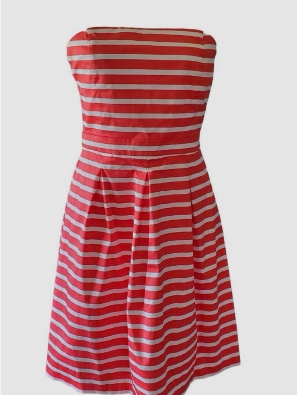 Gap Strapless Orange/Red Striped Fit & Flare Dress - Size 4